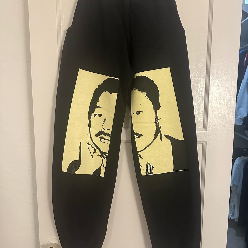 Graphic Black Sweatpants with Yellow Print
